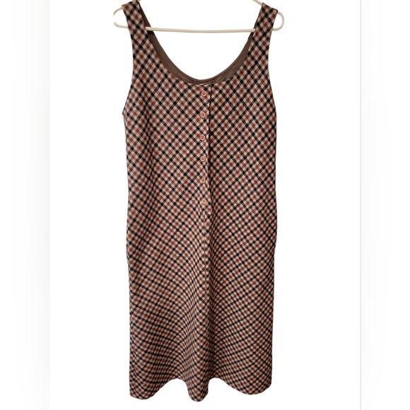 Gordon Of Philadelphia Dresses & Skirts - Women’s Brown Plaid Midi Dress - Sleeveless Tank Style